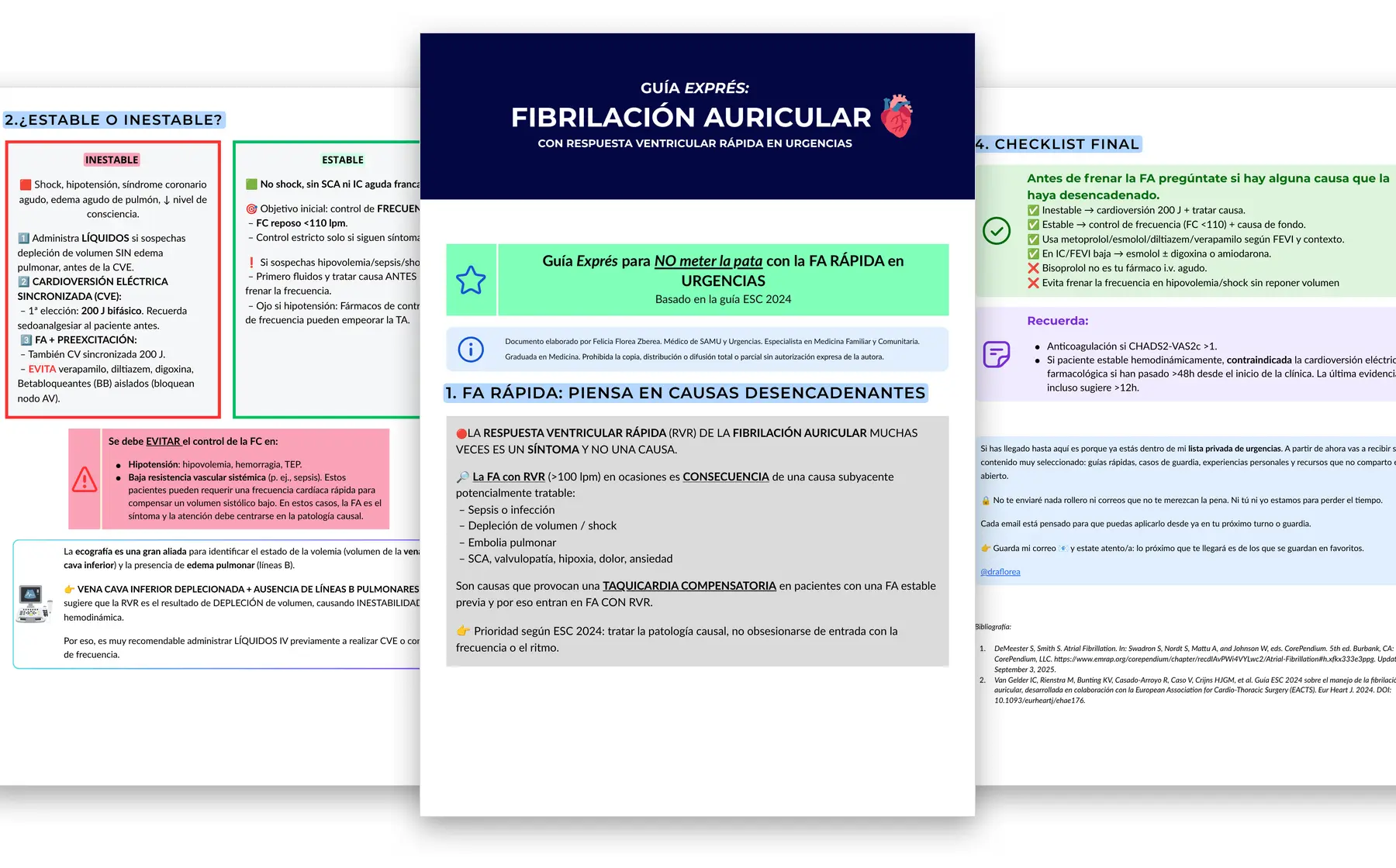Páginas de la guía exprés FA rápida en urgencias de Felicia Florea
